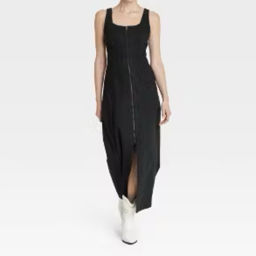 Black Denim Sleeveless Maxi Dress